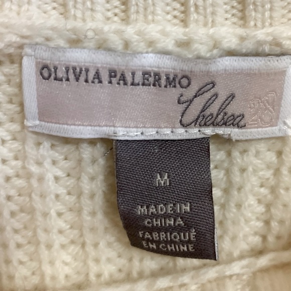 Olivia Palermo Chelsea Women’s White Wool Cashmere Blend Cold Shoulder Sweater - Picture 2 of 4